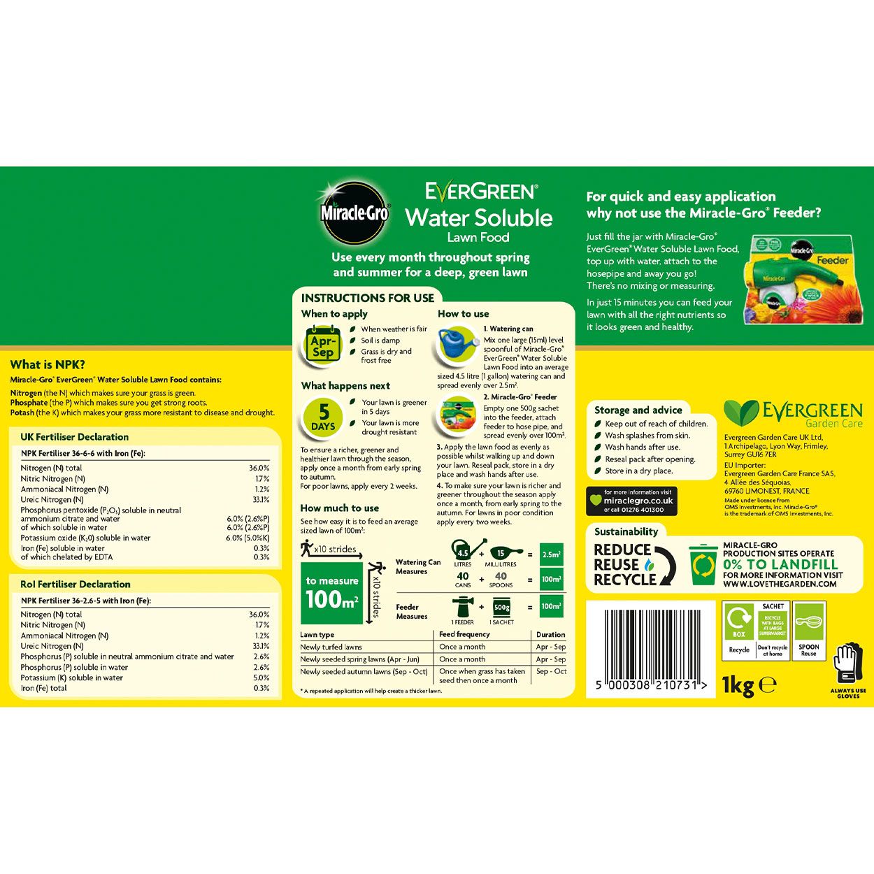 Miracle Gro Soluble Lawn Food 1kg