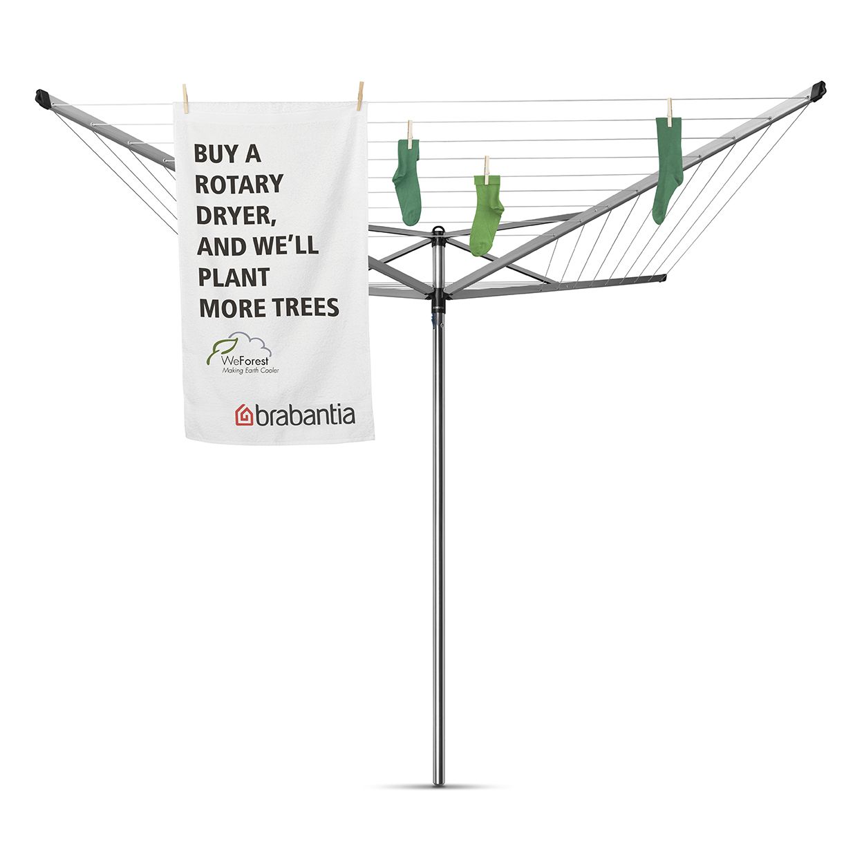 Brabantia 50m 4 arm Topspinner Rotary with Soil Spear