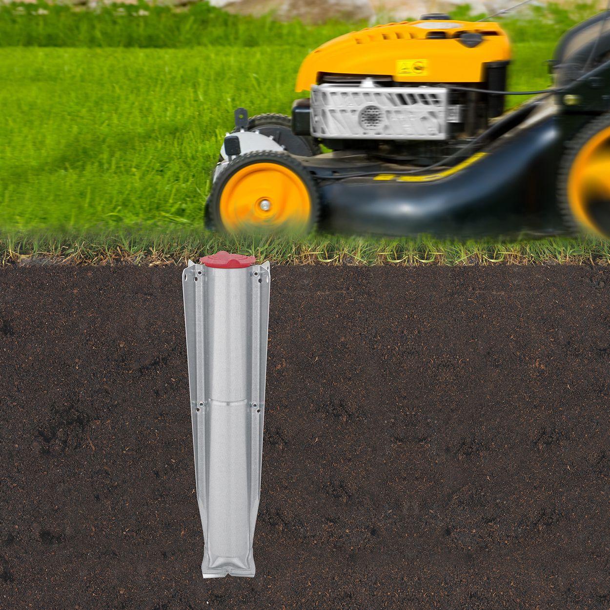 Brabantia 50m 4 arm Topspinner Rotary with Soil Spear