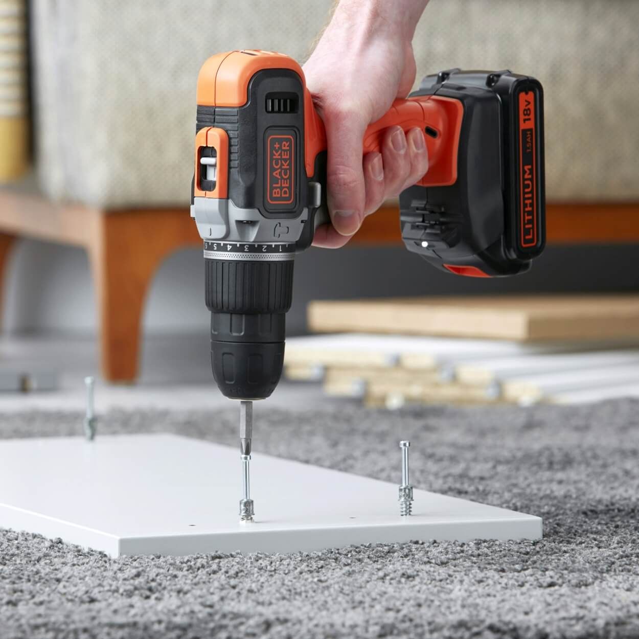 Black+Decker 18V 2 Speed Hammer Drill with 2 x 1.5Ah Batteries