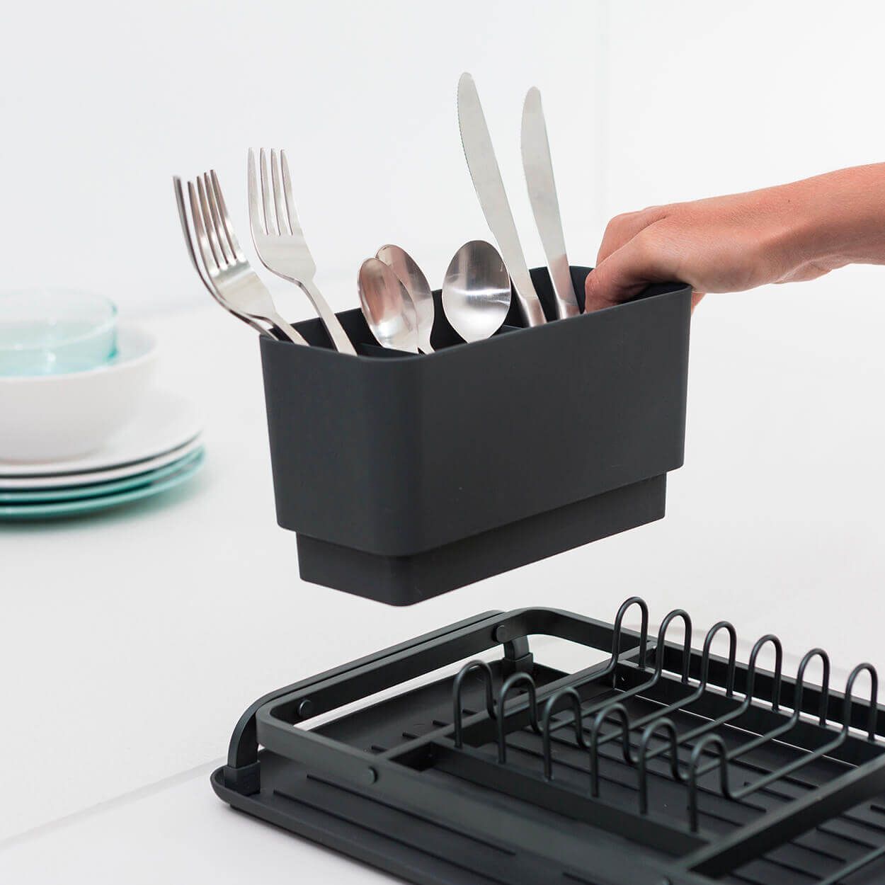 Brabantia Compact Dish Drying Rack Dark Grey