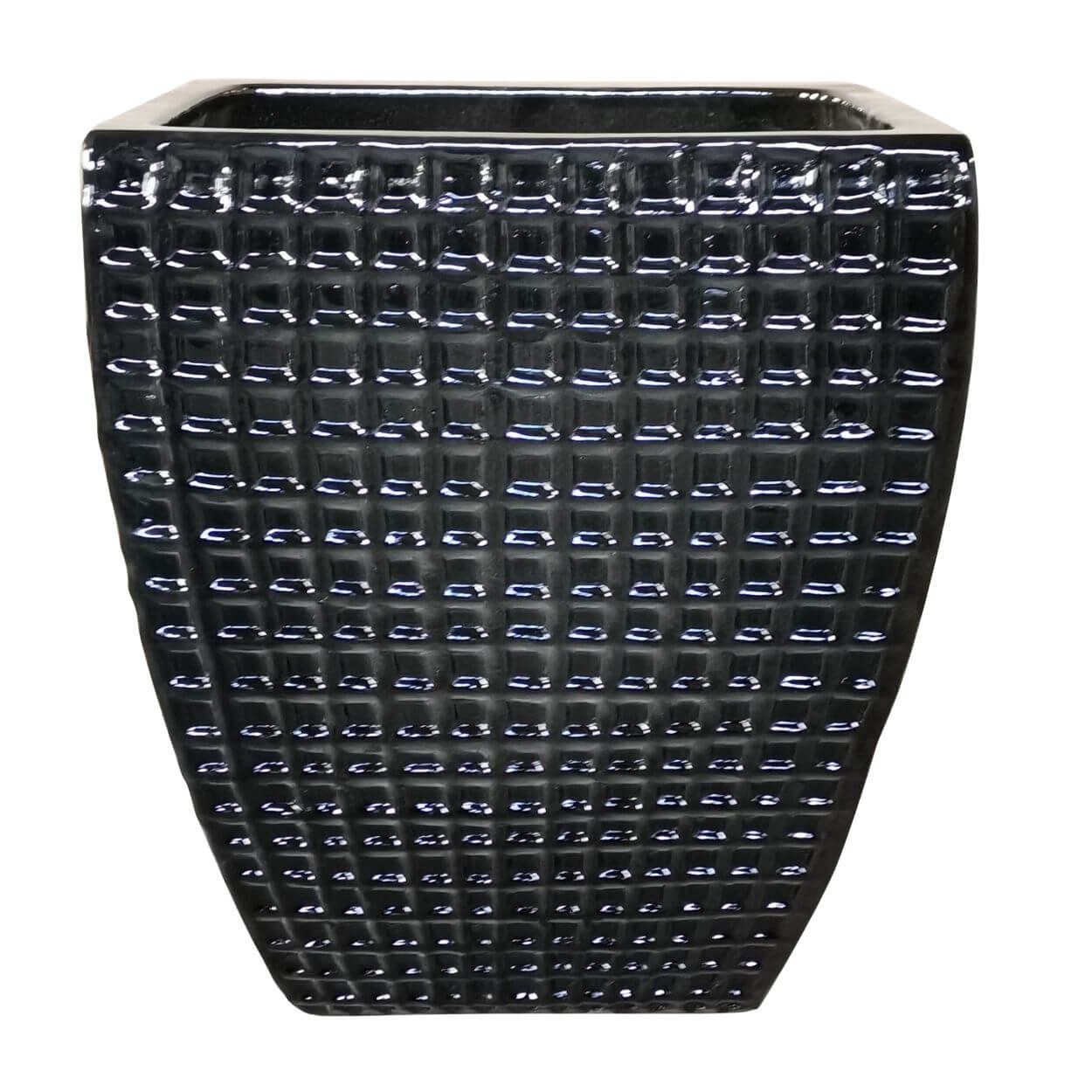 Martha Square 43cm Black Glazed Pot