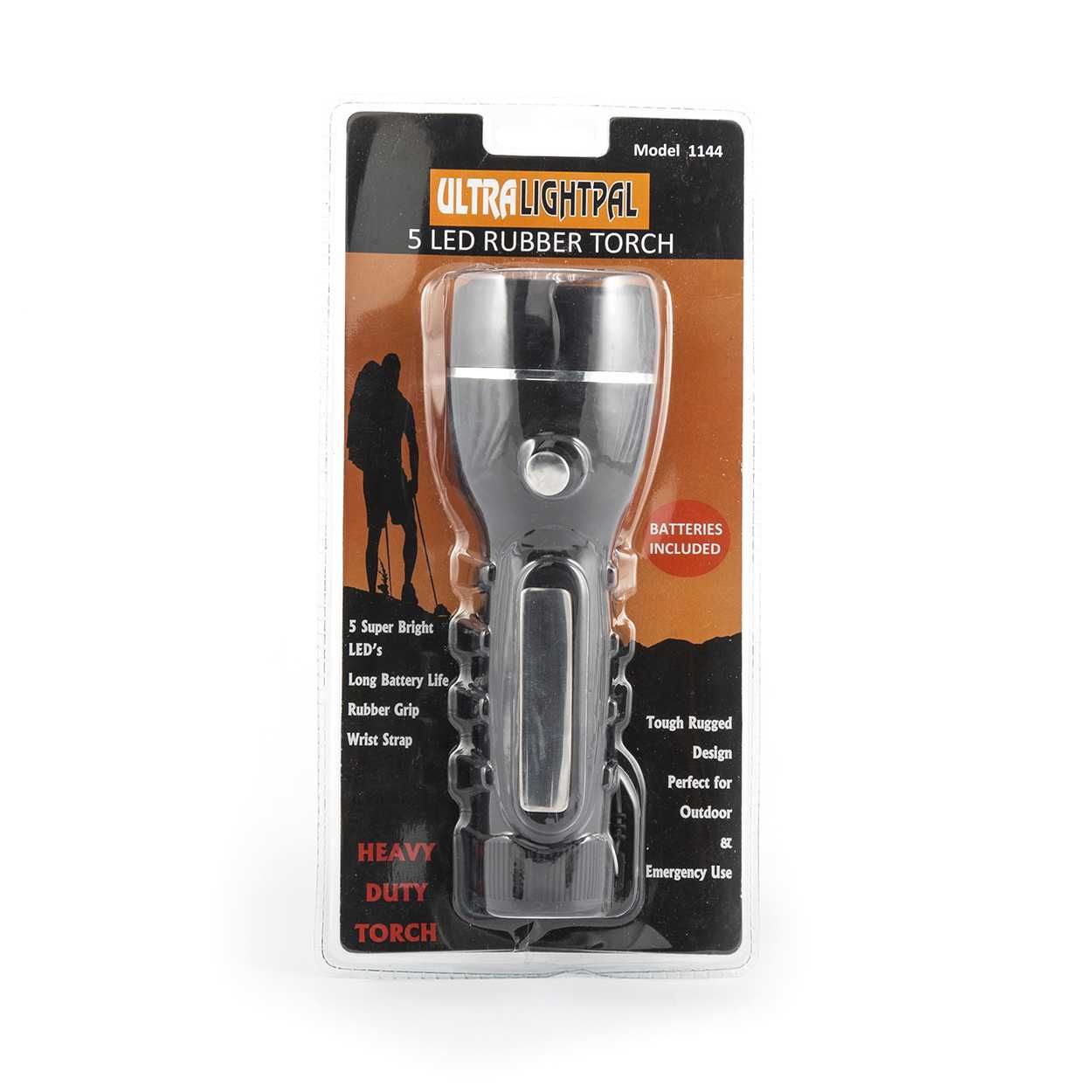 Ultralight 5 LED Heavy Duty Rubber Torch with Batteries (TE1144)