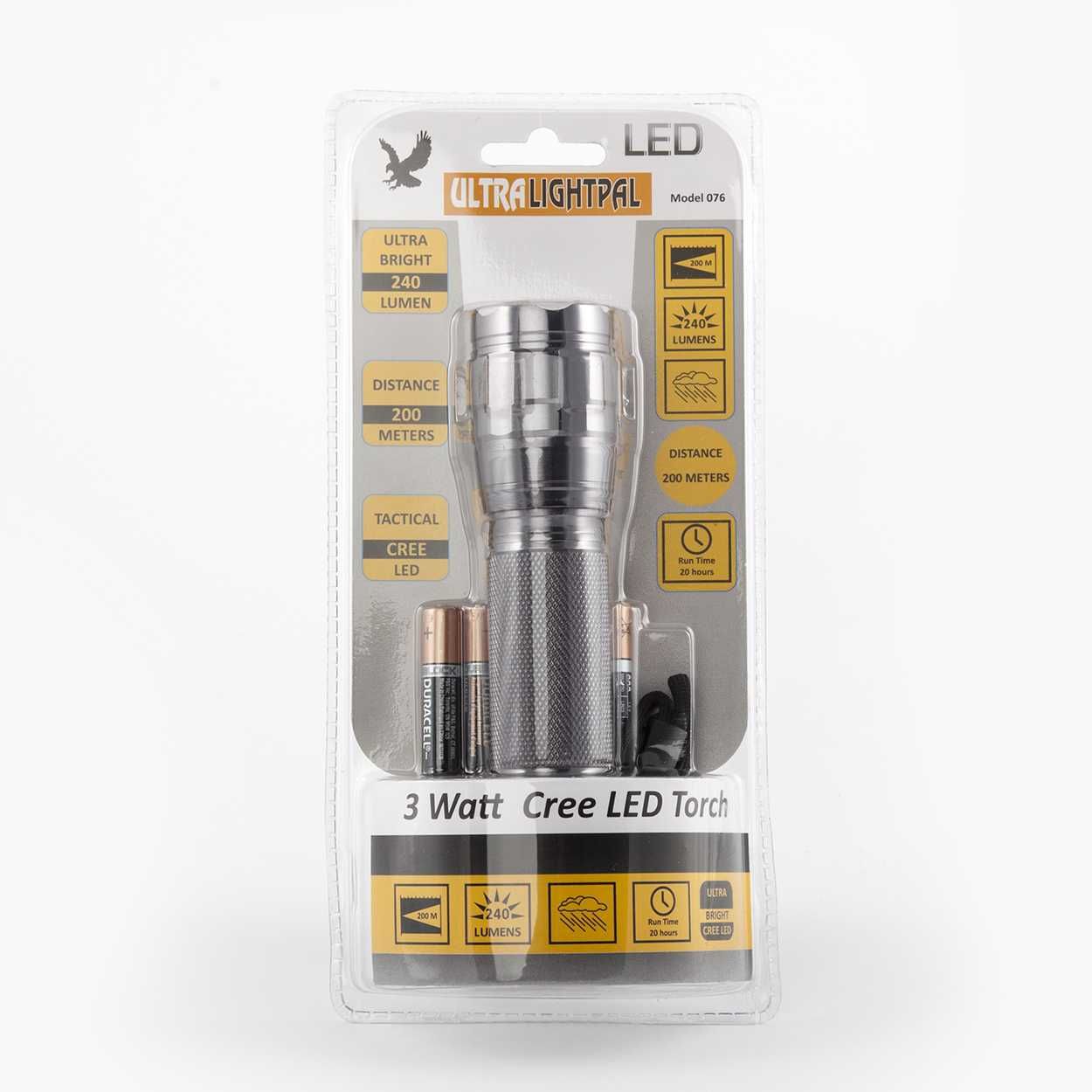 Ultralight 3W CREE LED Aluminium Torch incl Duracell Batteries (TE076)