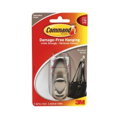 Command Forever Classic Brushed Nickel Medium Metal Hook