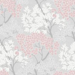Fresco Lykke Tree Pink & Grey Wallpaper