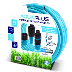 AquaPlus Premium Blue Braided Fitted Hose 30m