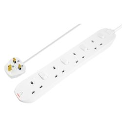 Masterplug 2 Metre 4 Gang Switched Extension Lead