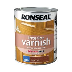 Ronseal 750ml Interior Varnish Satin Dark Oak