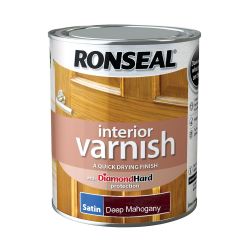 Ronseal 750ml Interior Varnish Satin Deep Mahogany