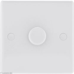 BG White Moulded Dimmer Switch - 400W 1 Gang 2 Way Push