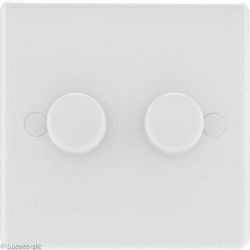 BG White Moulded Dimmer Switch - 400W 2 Gang 2 Way Push