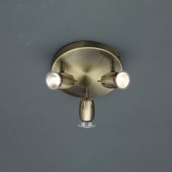 Pluto 3 light Spotlight Plate Antique Brass