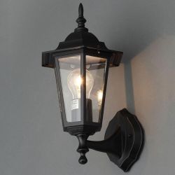 Hermes 1 light 6 Panel Wall Lantern Black