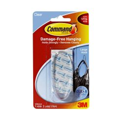 Command Clear Large Hook with Clear Strips