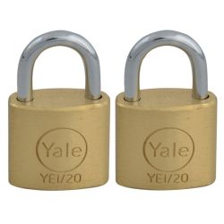 Yale 20mm Open Shackle Brass Padlock (2 Pack)