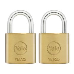 Yale 25mm Open Shackle Brass Padlock (2 Pack)