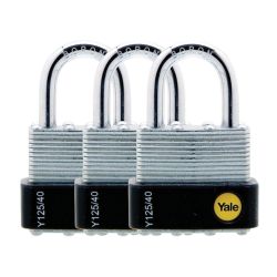 Yale 40mm Laminated Open Shackle Padlock (3 Pack)