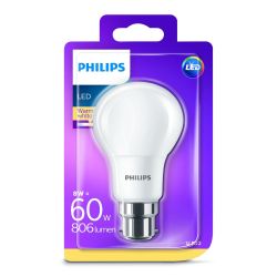 Philips LED A60 8W (60W) B22 Bulb Warm White Frosted