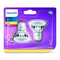 Philips LED 50W GU10 Spot Warm White 2 Pack