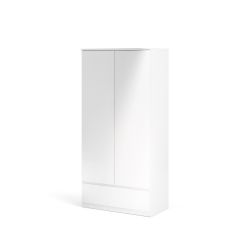 Naia 2 Door 1 Drawer White High Gloss Wardrobe