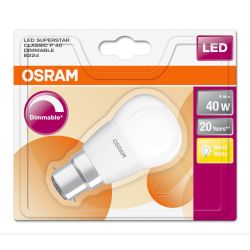 Osram 6W (40W) B22 Led G/Ball Frs Fil  Dim