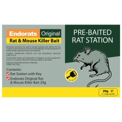 Endorats Original 20G Rat & Mouse Killer Bait Pre-Baited Rat Station