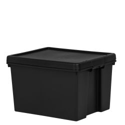 Wham 45 Litre Heavy Duty Plastic Storage Box with Lid - Black