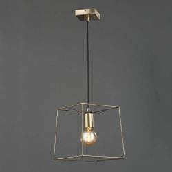 Square Wire Frame Pendant Brass
