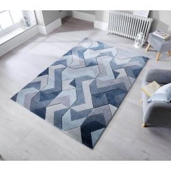Abstract Blue-Grey Rug 133cm x 170cm