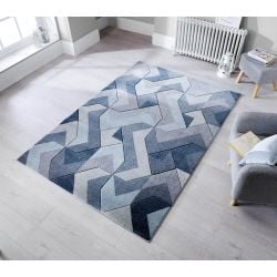 Abstract Blue-Grey Rug 133cm x 170cm