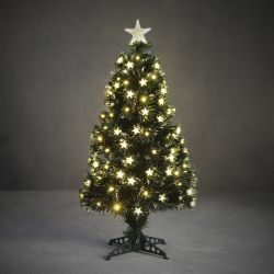 Fibre Optic Christmas Tree with Warm White LED Lights 90cm