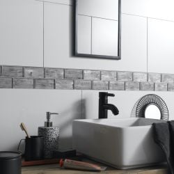 Horizon Silver Wood Effect Glass Brick Mosaic
