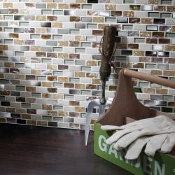 Cream Glass/Stone/Metal/Pearl Mix Mosaic