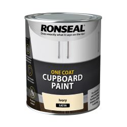 Ronseal One Coat Cupboard Paint Ivory Satin 750Ml