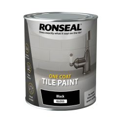 Ronseal One Coat Tile Paint Black Gloss 750Ml
