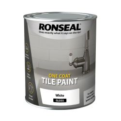 Ronseal One Coat Tile Paint White Gloss 750Ml