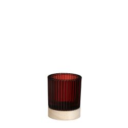 Red Ribbed Tealight Holder