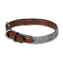 HERRINGBONE LEATHER COLLAR LARGE