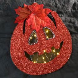 Hanging Glitter Pumpkin with LED Lights