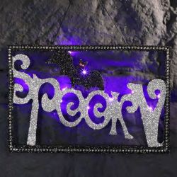 Hanging Spooky Bat Sign with LED Lights