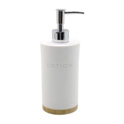 Soap Dispenser White with Oak Tone Base