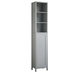Eddie Louvre Tallboy Cabinet Grey
