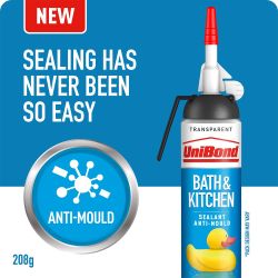 UniBond Bath & Kitchen Sealant Transparent Easy Pulse 208g