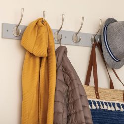 6 Victorian Satin Nickel Hooks on Dove Grey Bloc Board