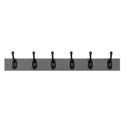 6 Black Modern Hooks on Grey Board