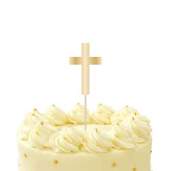Gold Cross Cake Topper Card