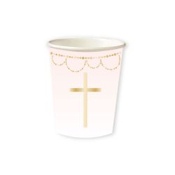 pink botanical 237ml paper cups 8pk