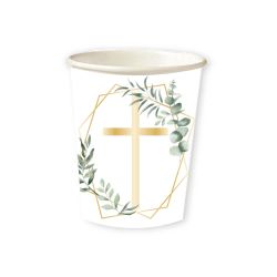 Botanical Cross Paper Cups 237ml 8 Pack
