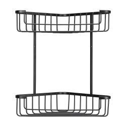 Croydex Wire 2 Tier Corner Basket Matt Black Rust Free